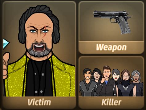 Melissa Hughes (found shot and killed with a handgun) Handgun Valentino Moody The killer turned out to be Valentino. . Criminal case fanmade